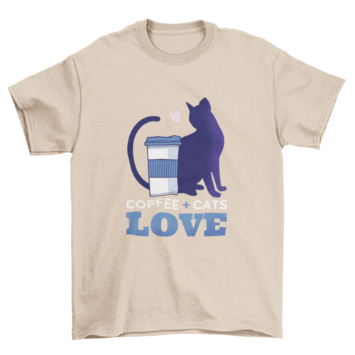 Cute Coffee Cup Pet Cat Silhouette Tee